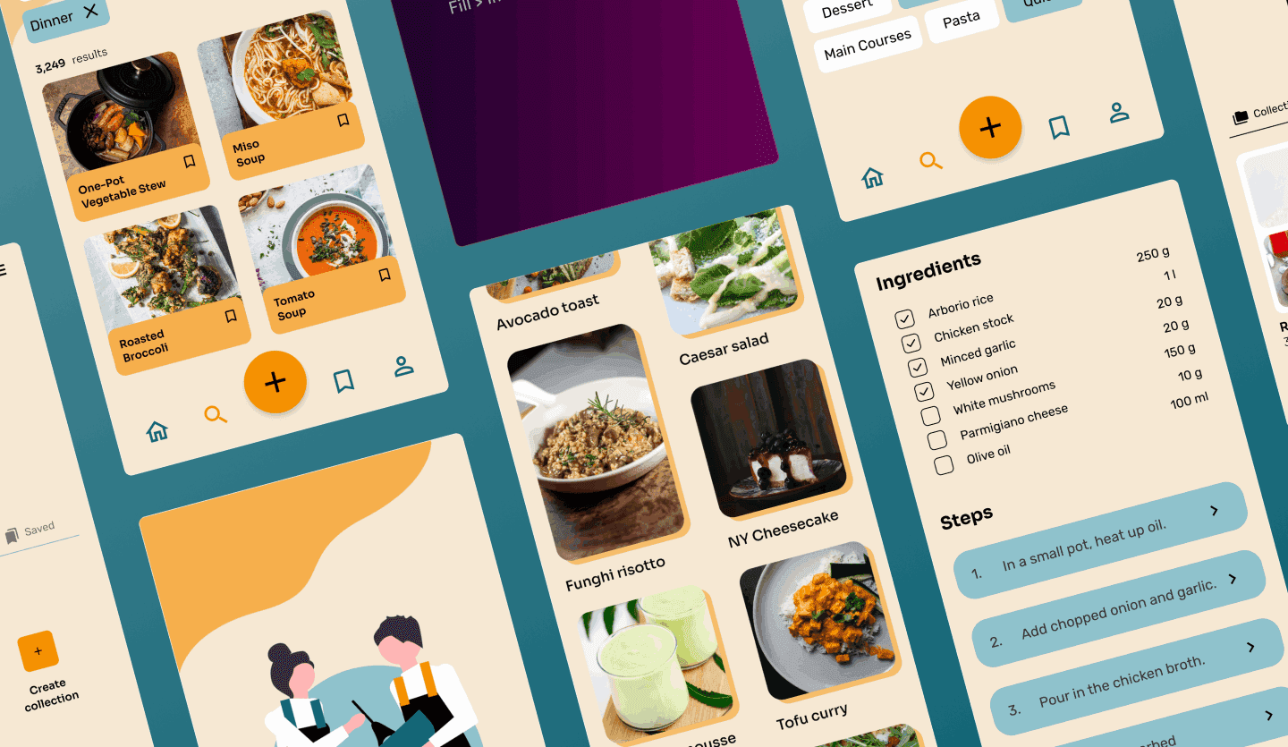 Recipe app UI design template summary