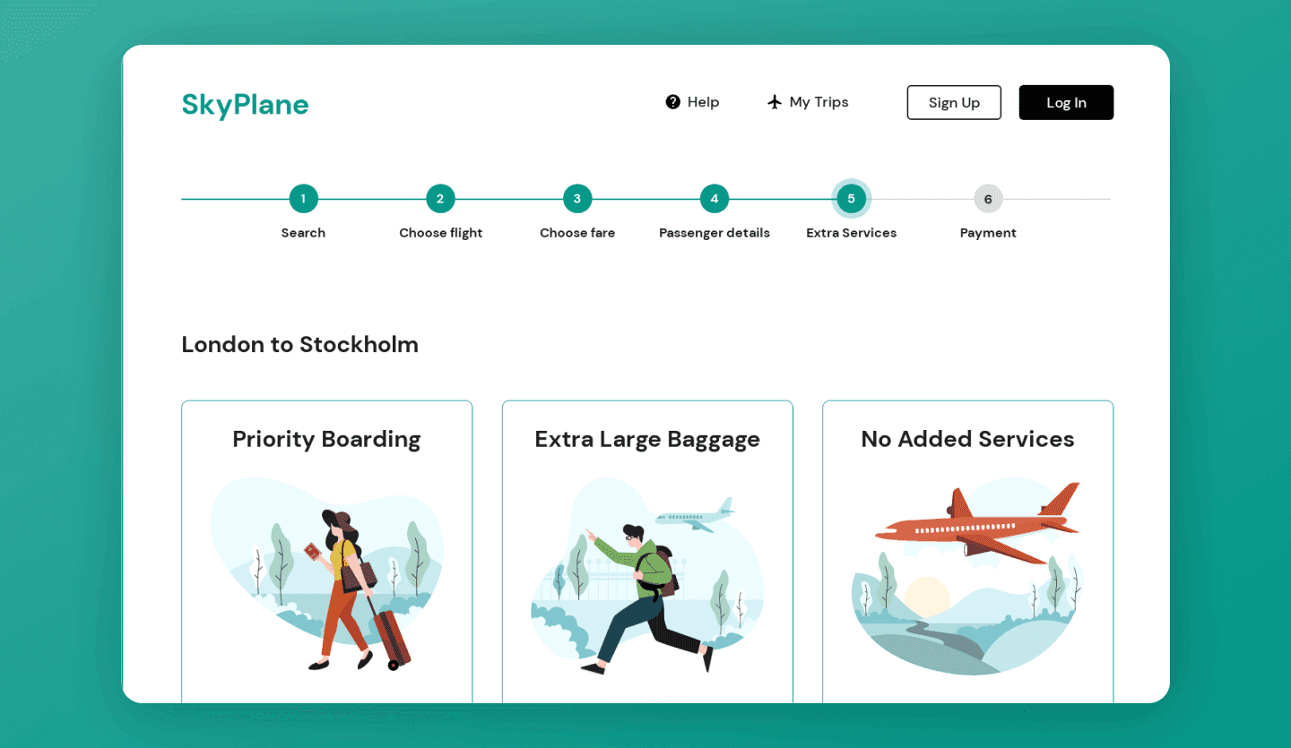 flight booking web app user booking finalization