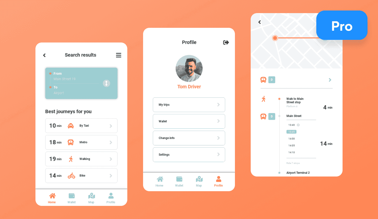 transport app design template overview