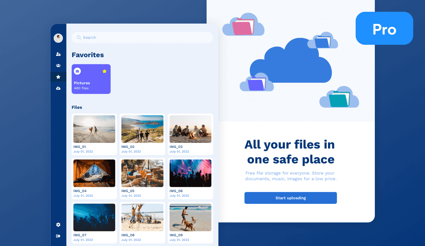 cloud storage web app design template cover screen