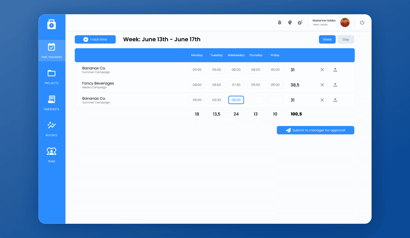 employee time tracking web app tracking design