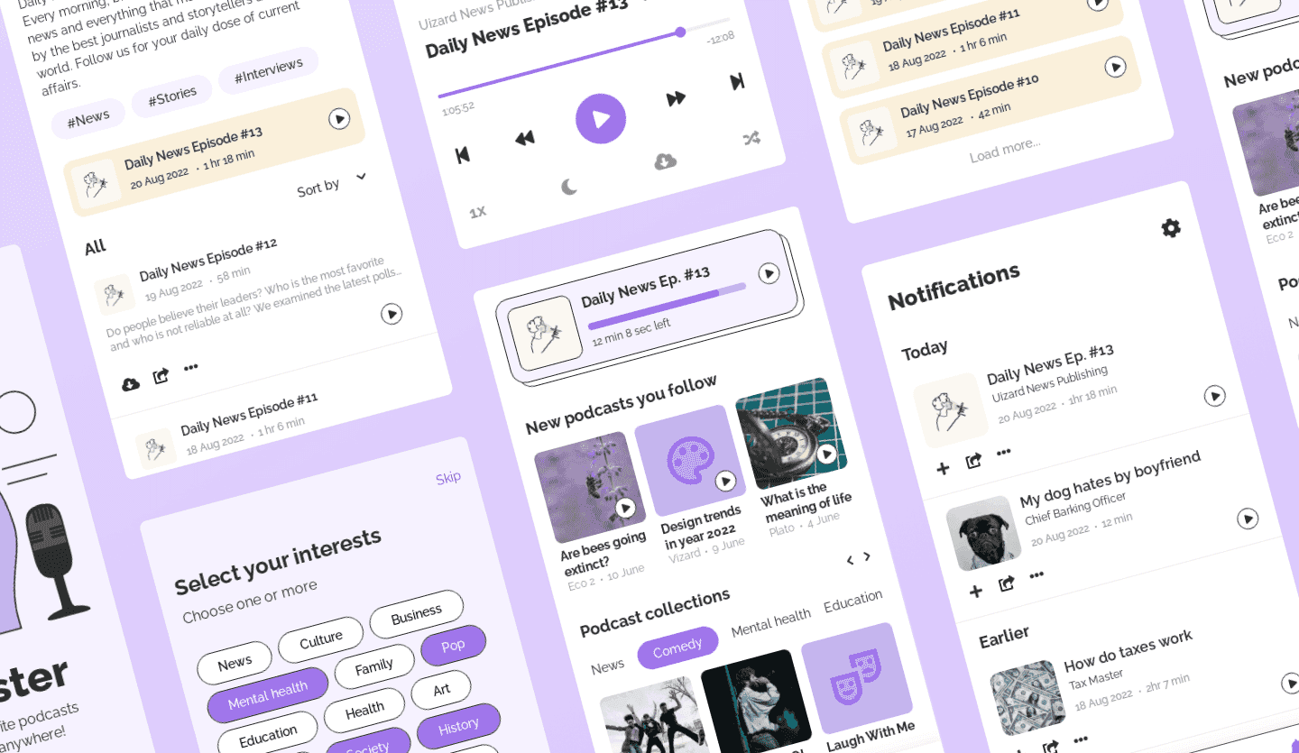 podcast app design template summary