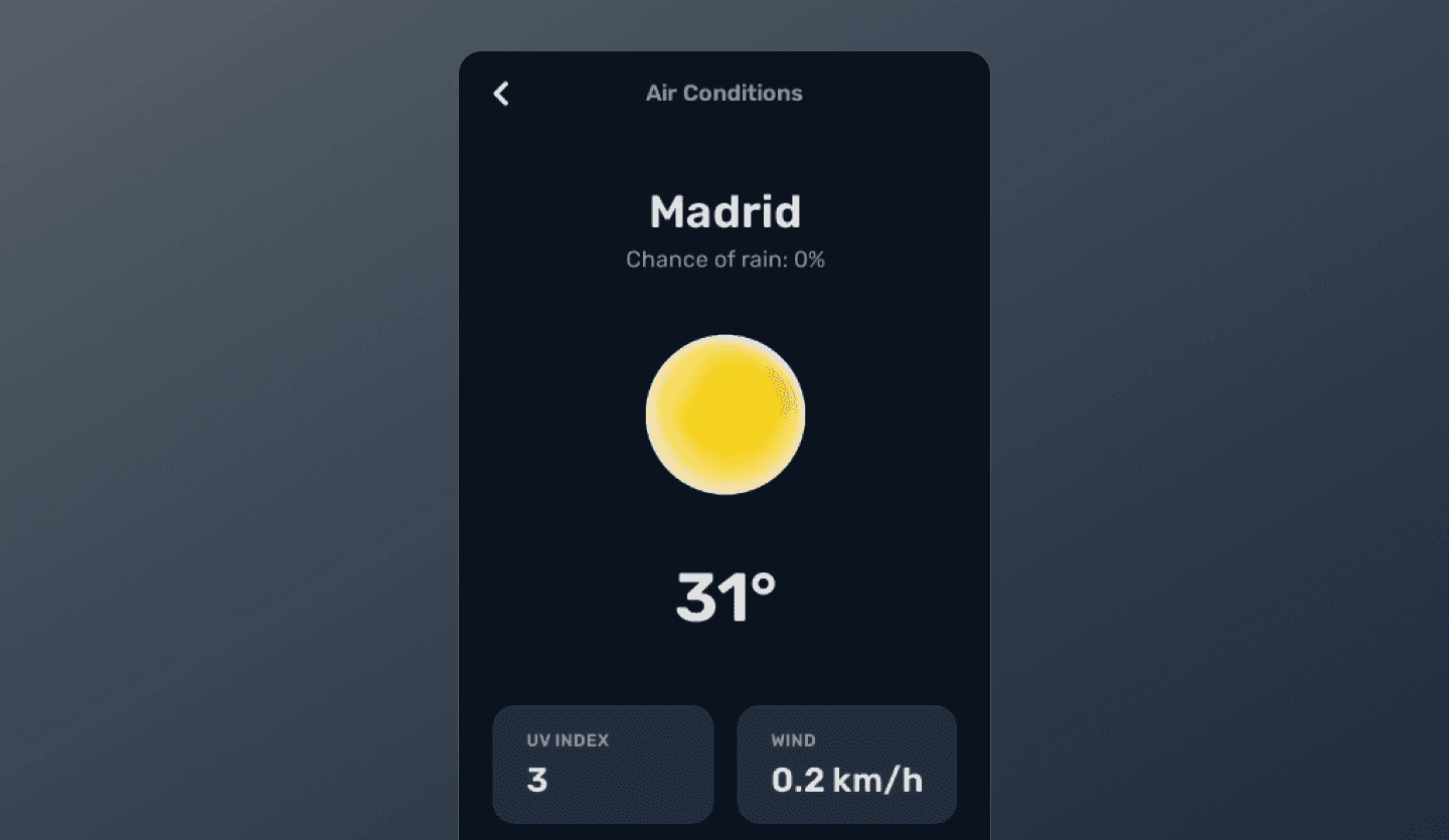 weather mobile app dark mode detail screen