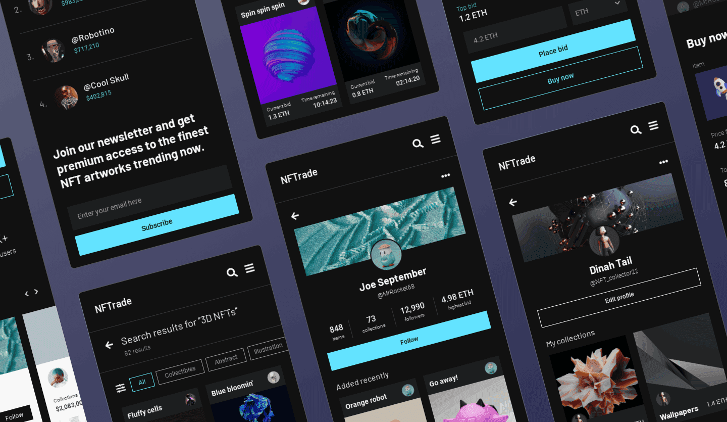 nft marketplace mobile app design summary