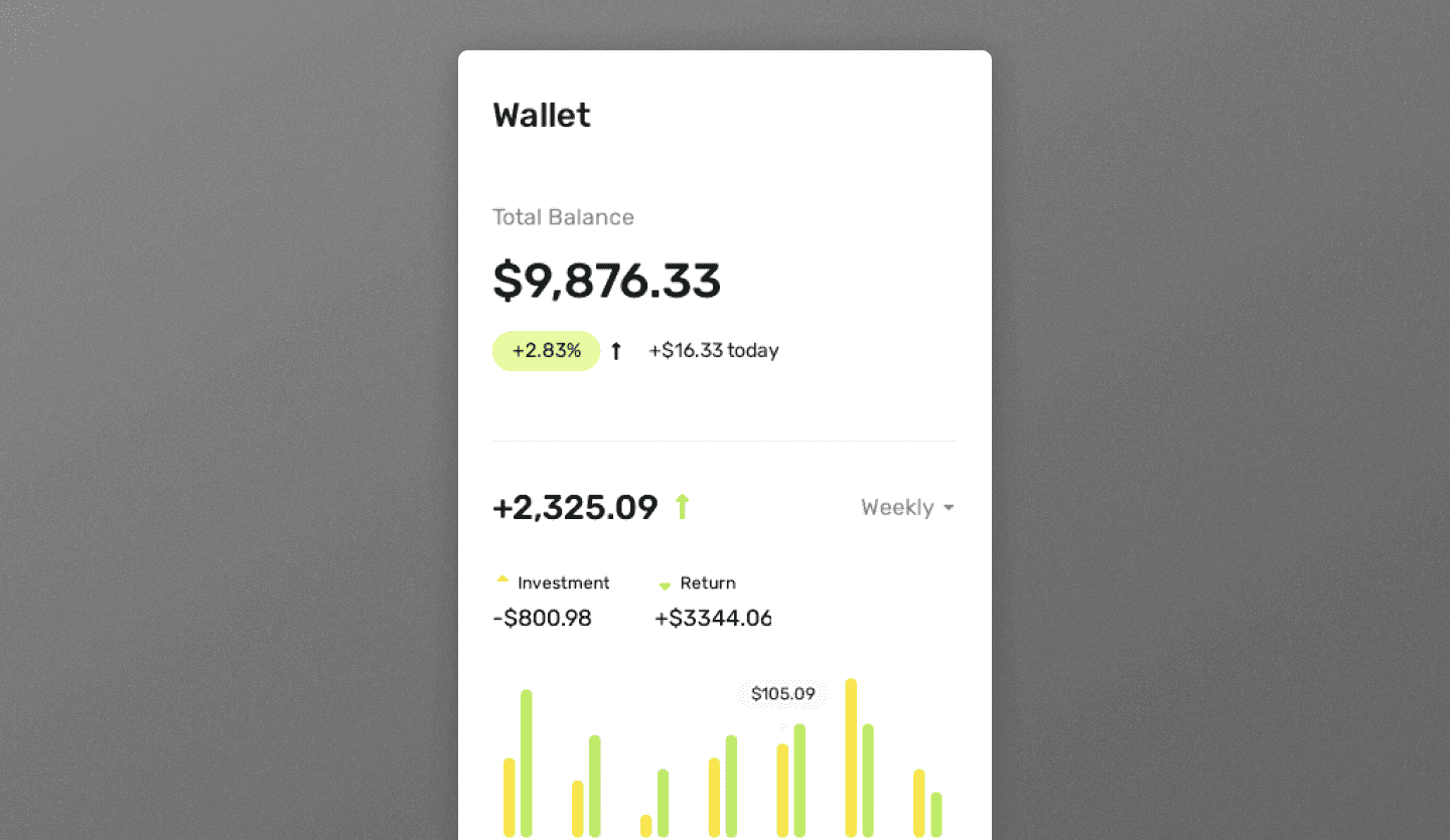 Screenshot of Crypto NFT Mobile App: wallet screen