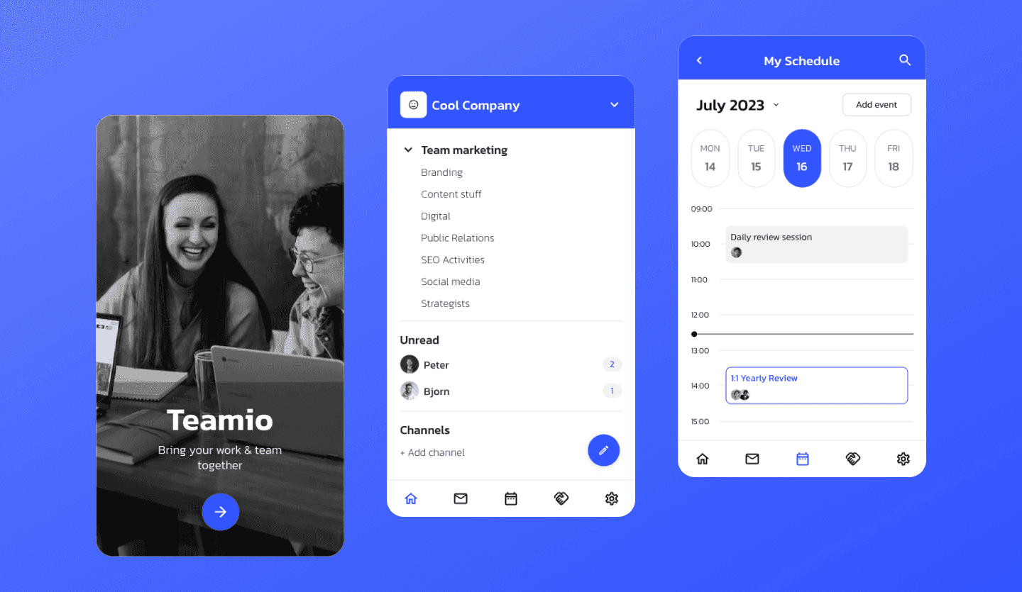 Work messaging app UI design template