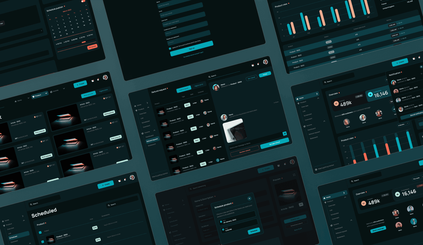 E-commerce dashboard dark mode web app template