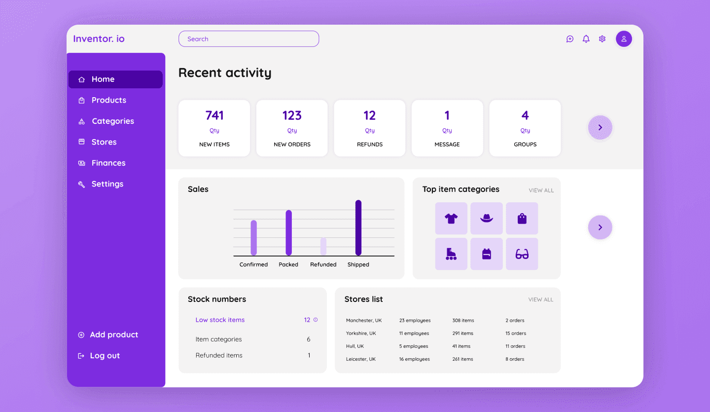 Inventory web app template