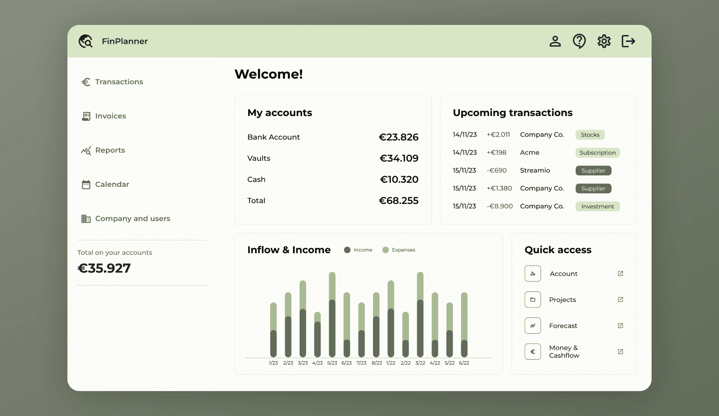 Budgeting and forecasting web app template