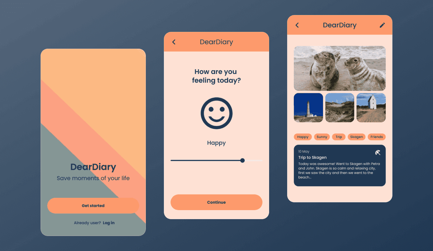 Journaling app UI design template