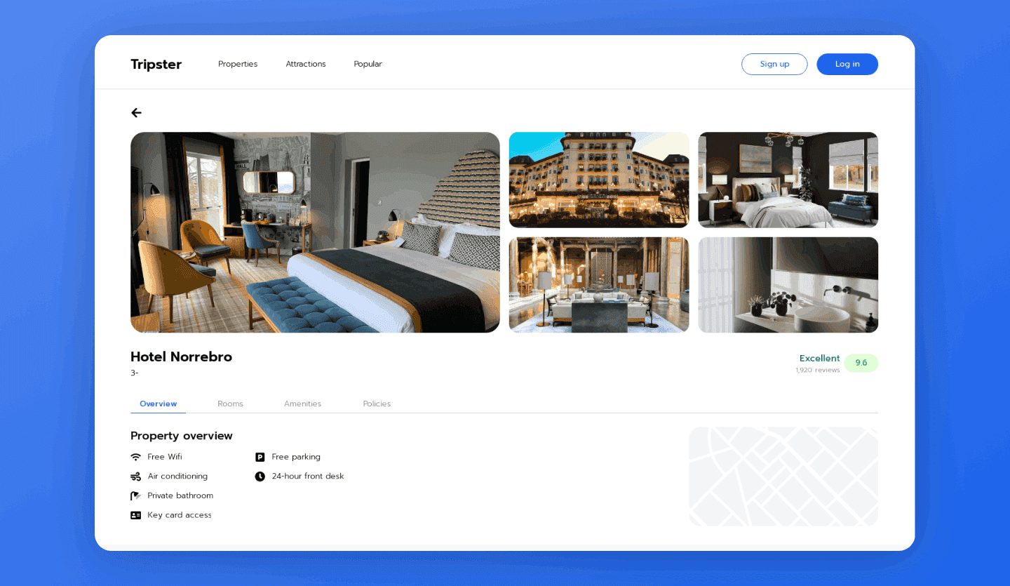 hotel booking web app design template hotel preview screen