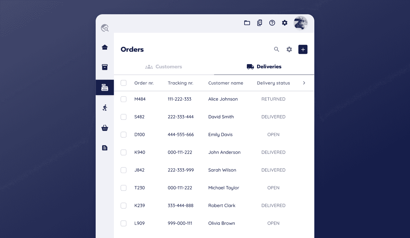 Purchase order management system tablet app design orders page