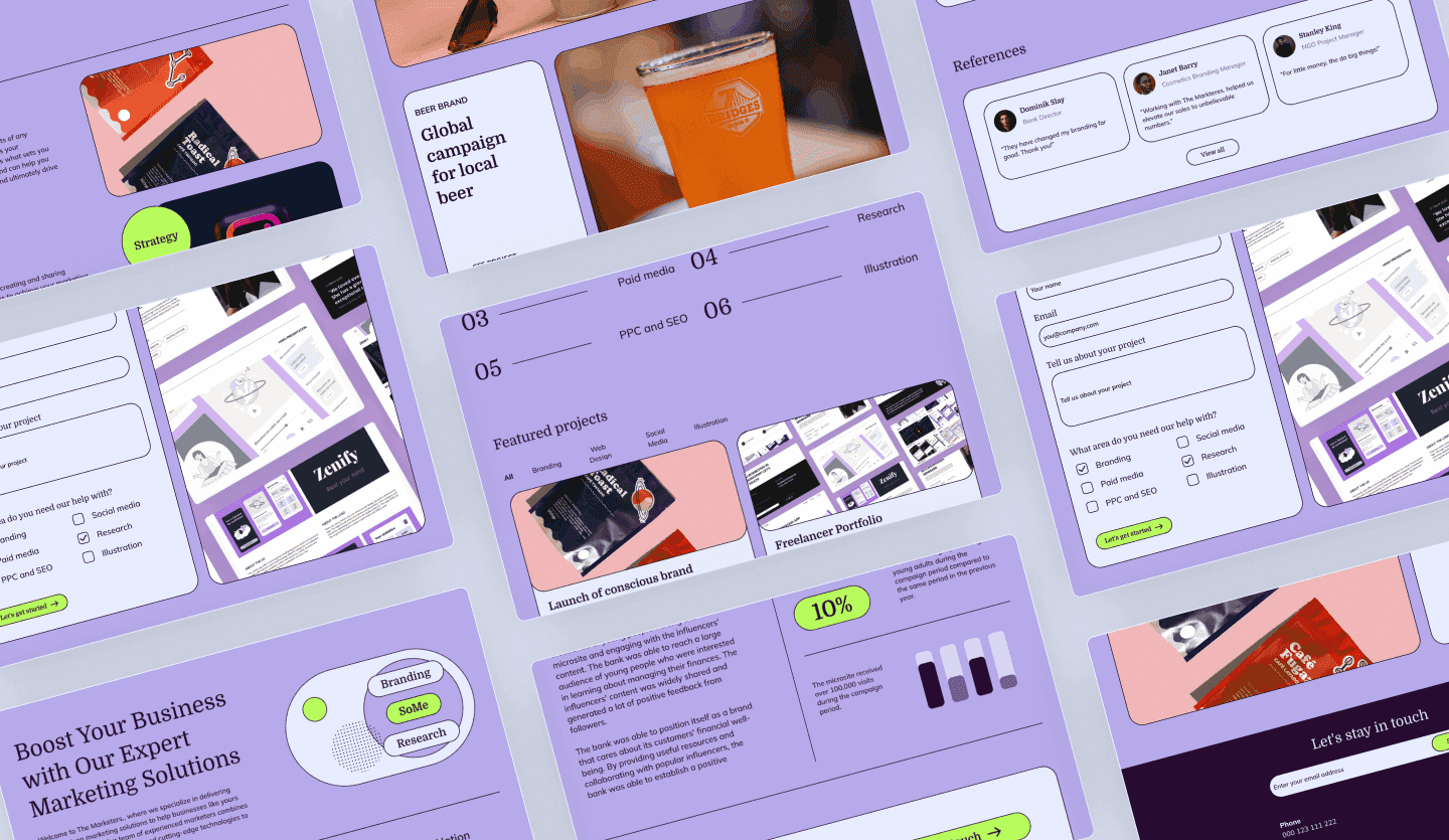 Agency website design summary page