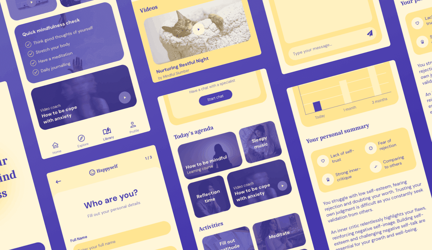 Self-development app UI design template summary