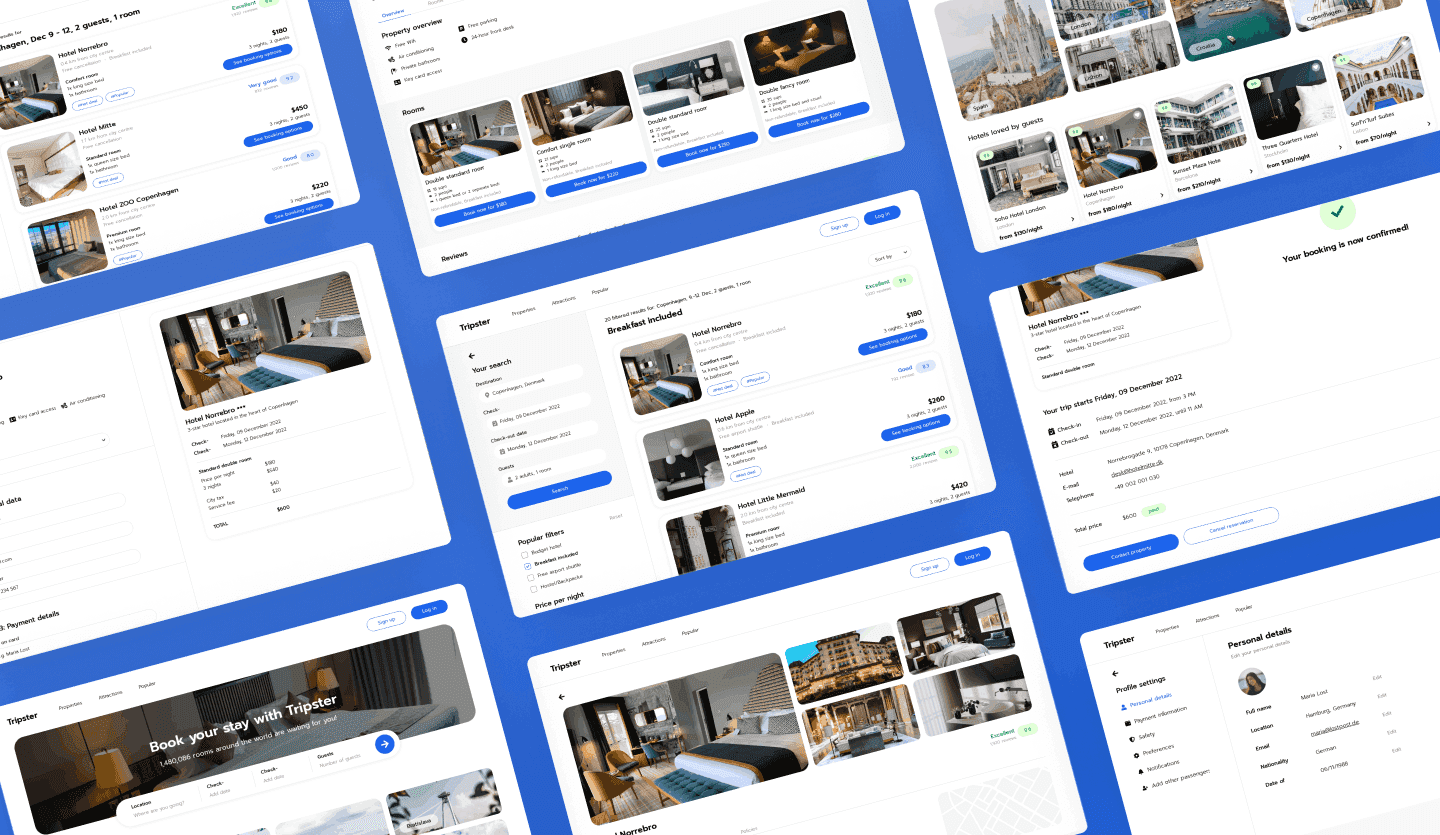 hotel booking web app design template summary