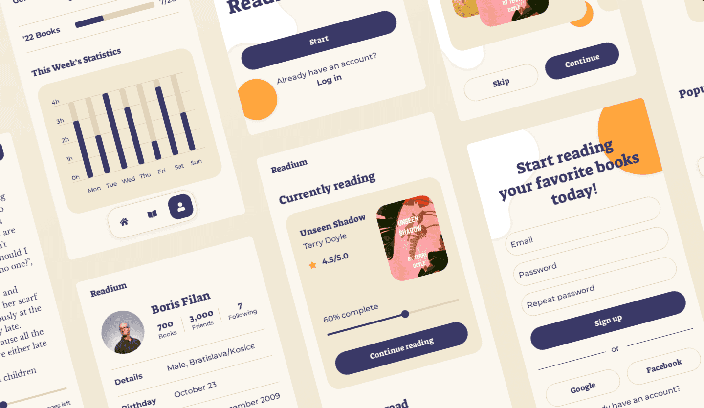 book reading app design summary screen