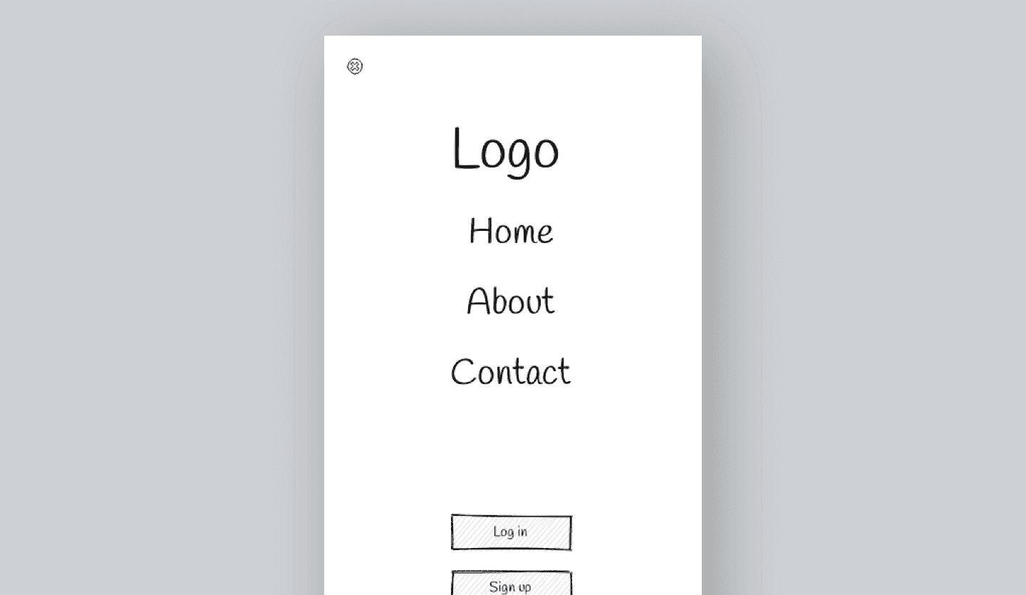 Screenshot of Mobile App Wireframe: menu