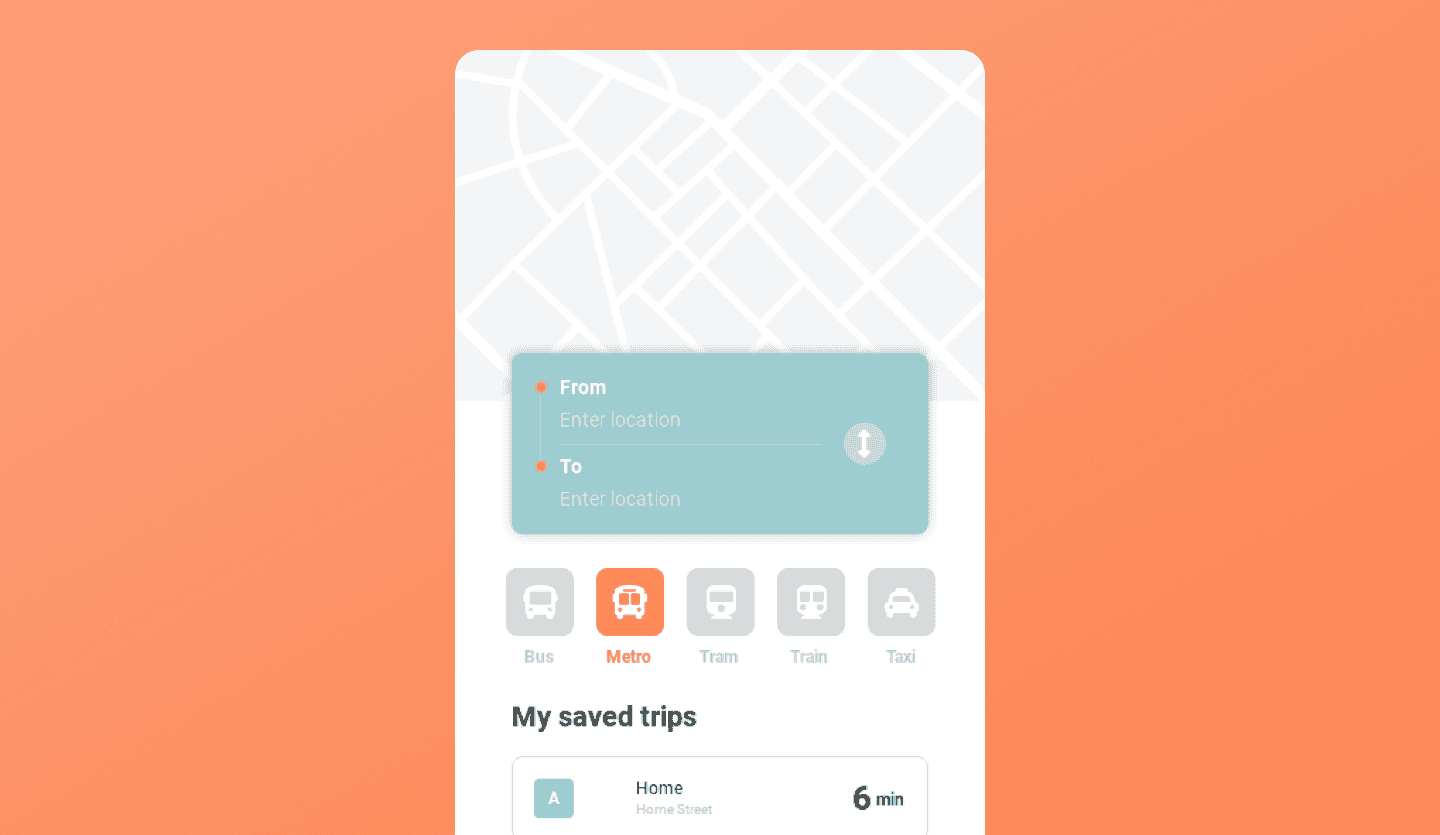 transport app design template search screen