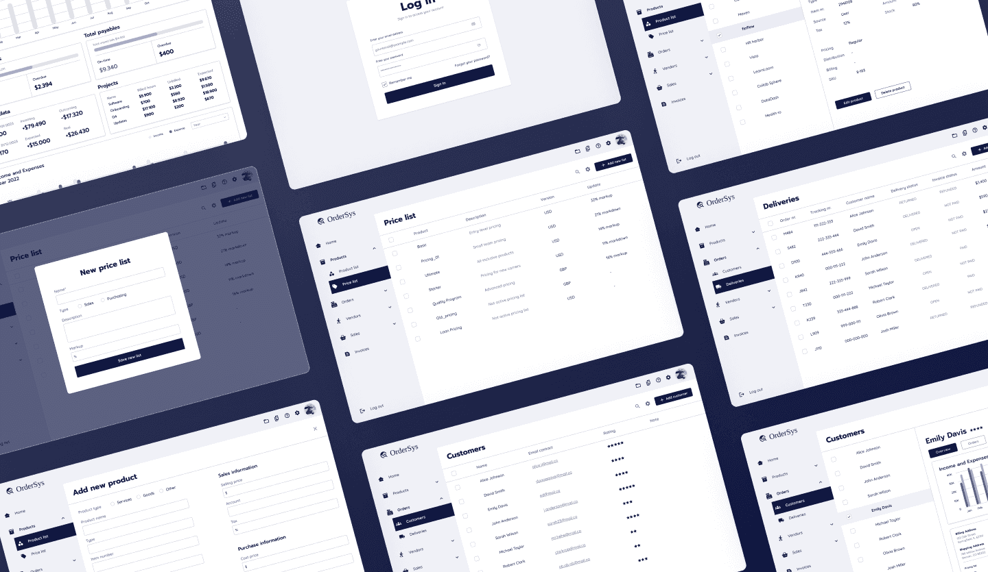 Purchase order management web app UI template summary screen