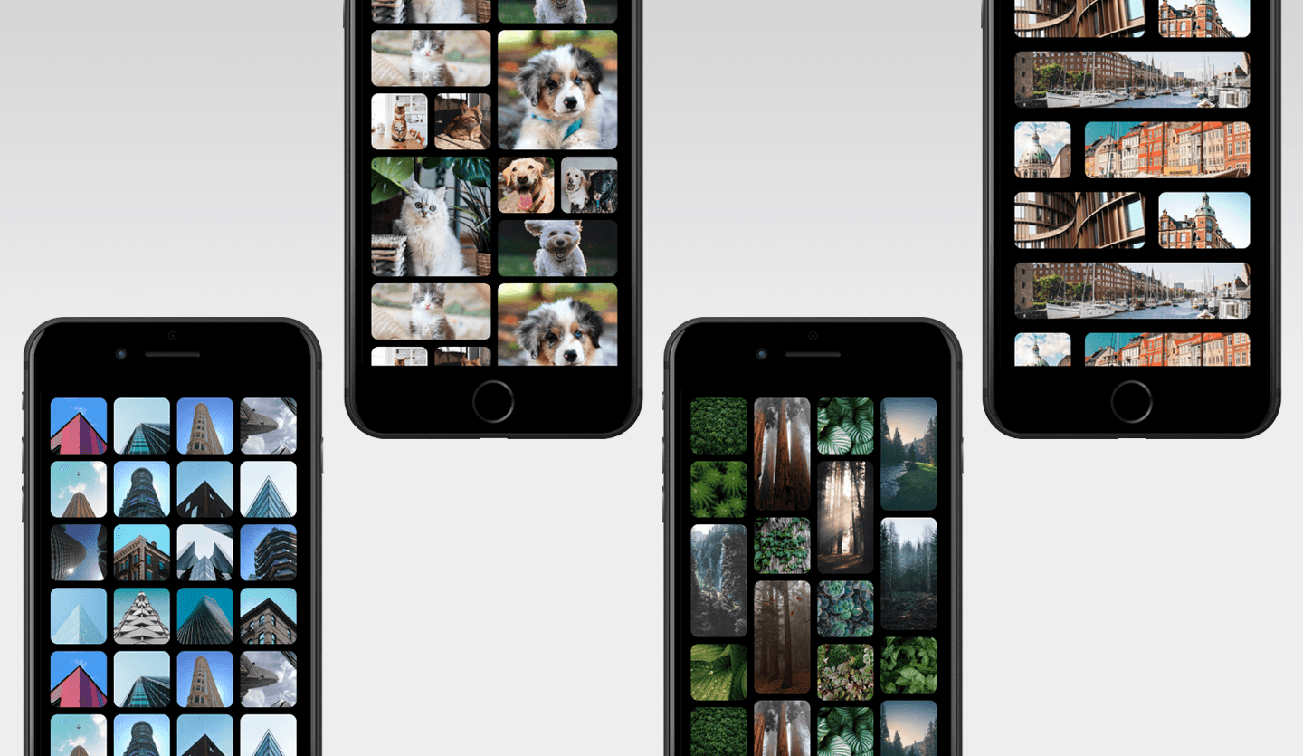 Screenshot showcasing the component template for designing image galleries