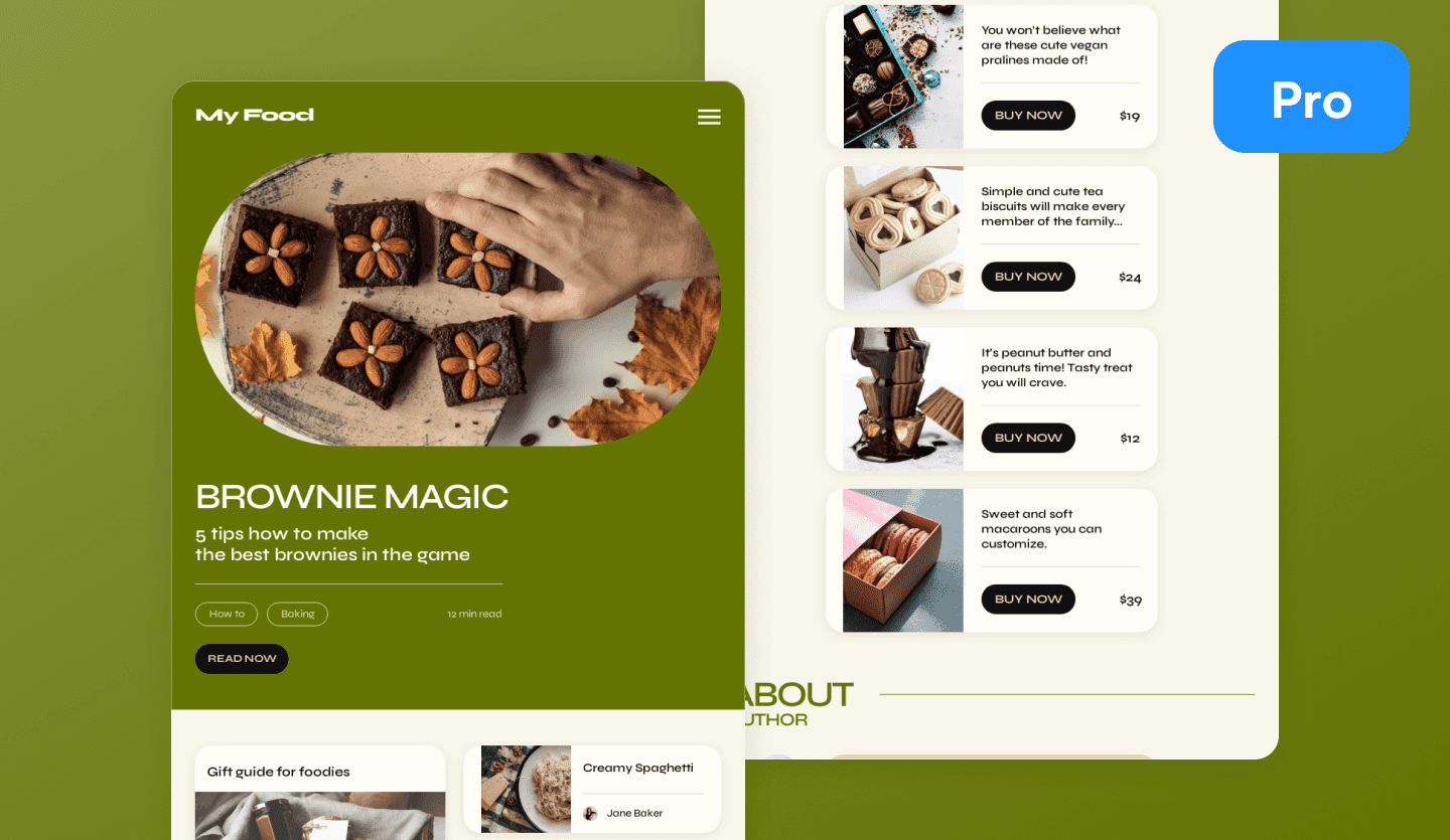 food blog tablet app design template cover