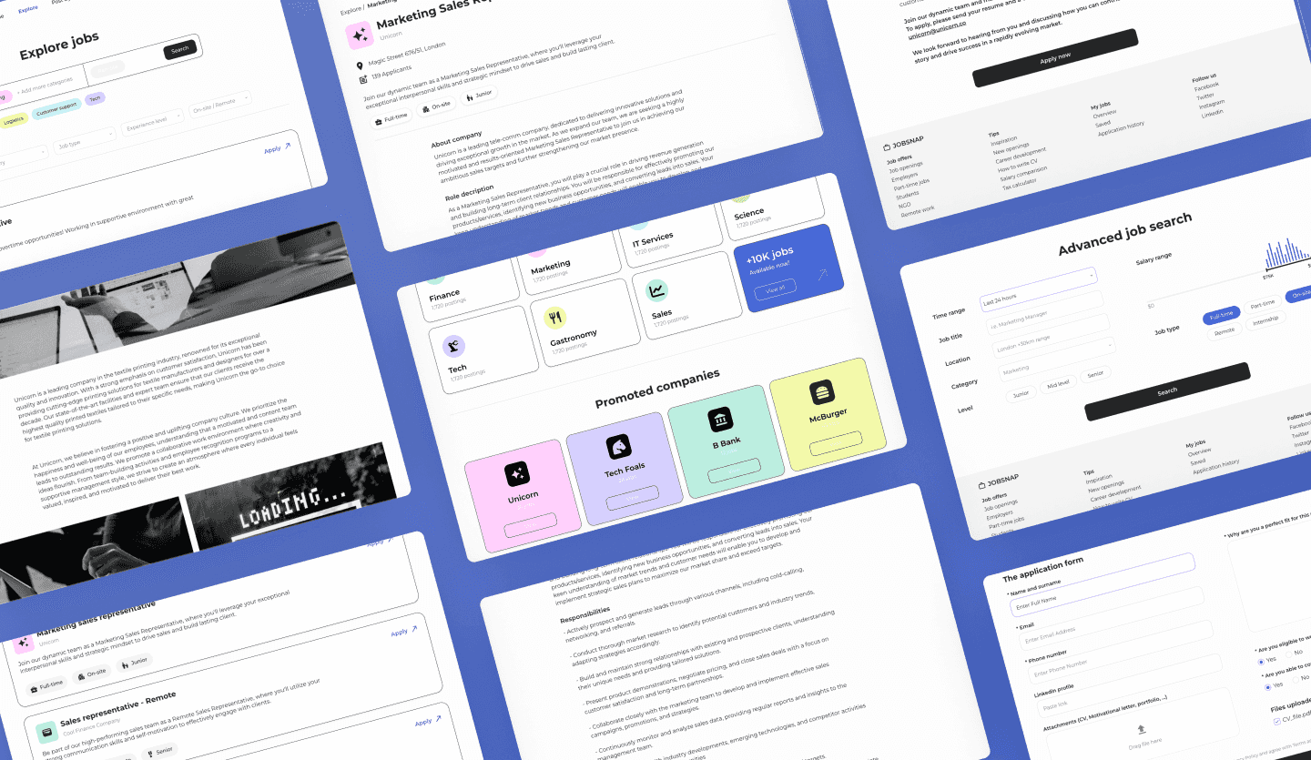 Job finder website design summary page