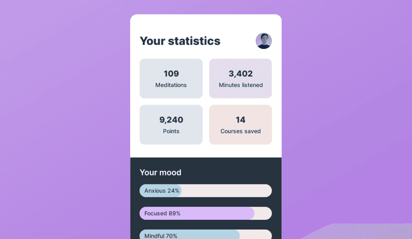 meditation app design stats screen