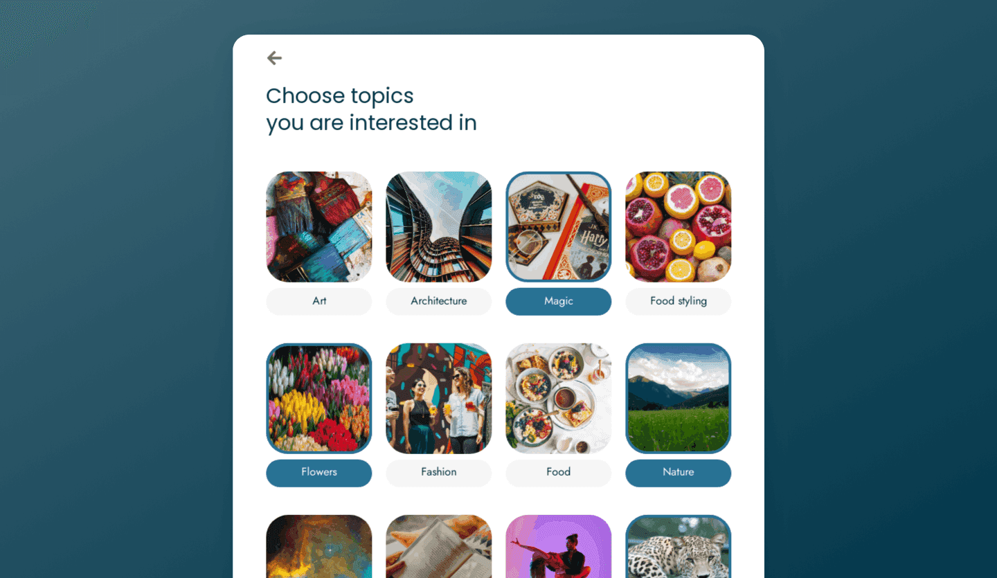 mood board tablet app design template search screen