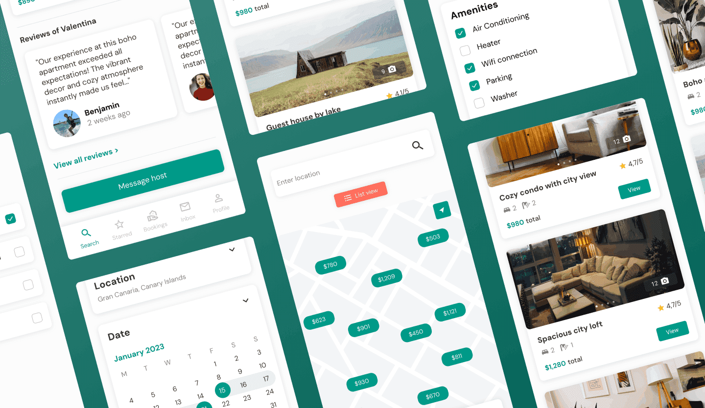 home rental app design summary page