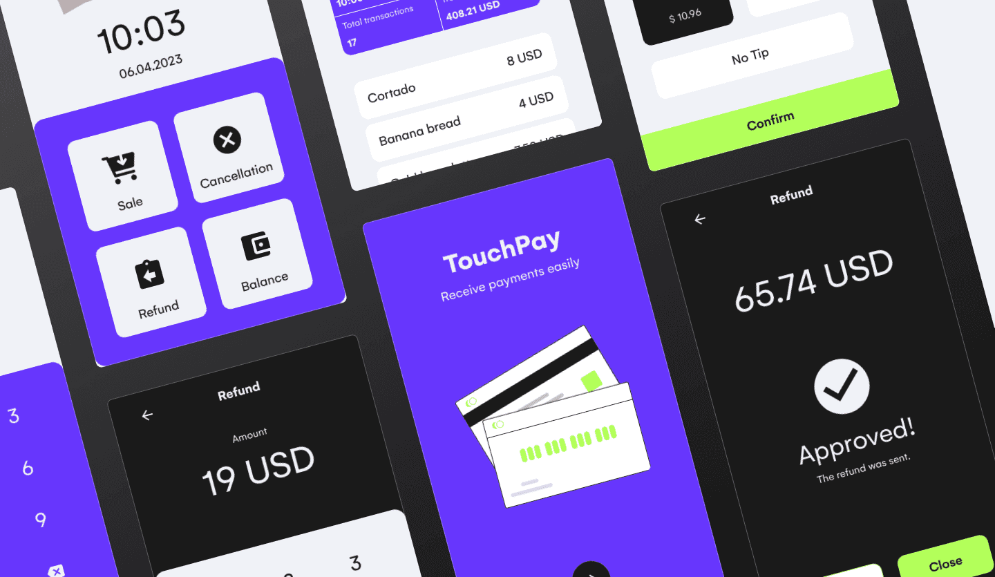 Smart POS terminal app UI design template summary