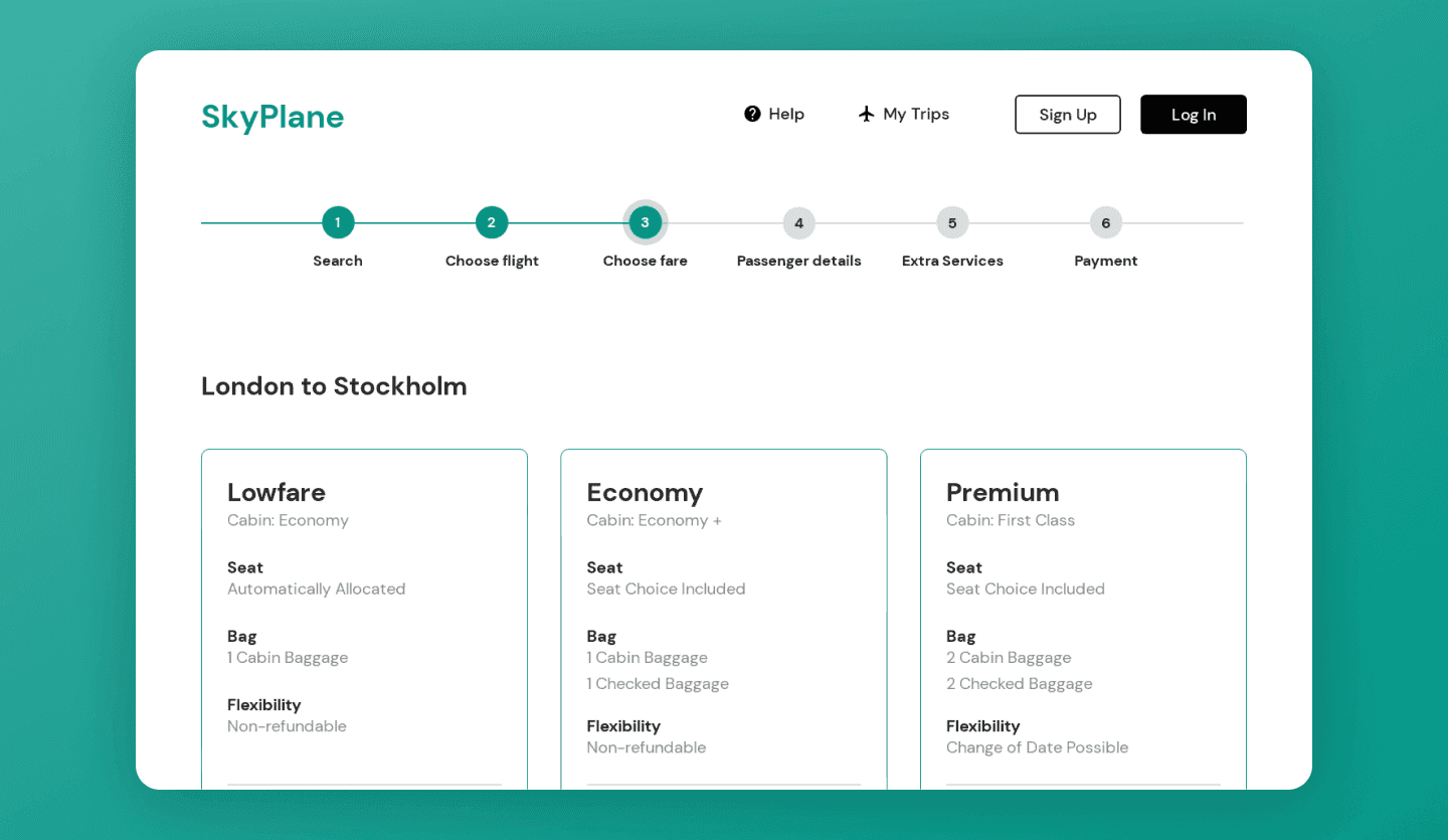 flight booking web app user booking flow