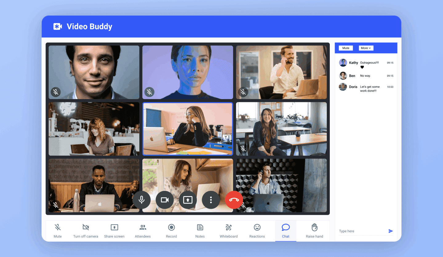 Video call web app template meeting screen