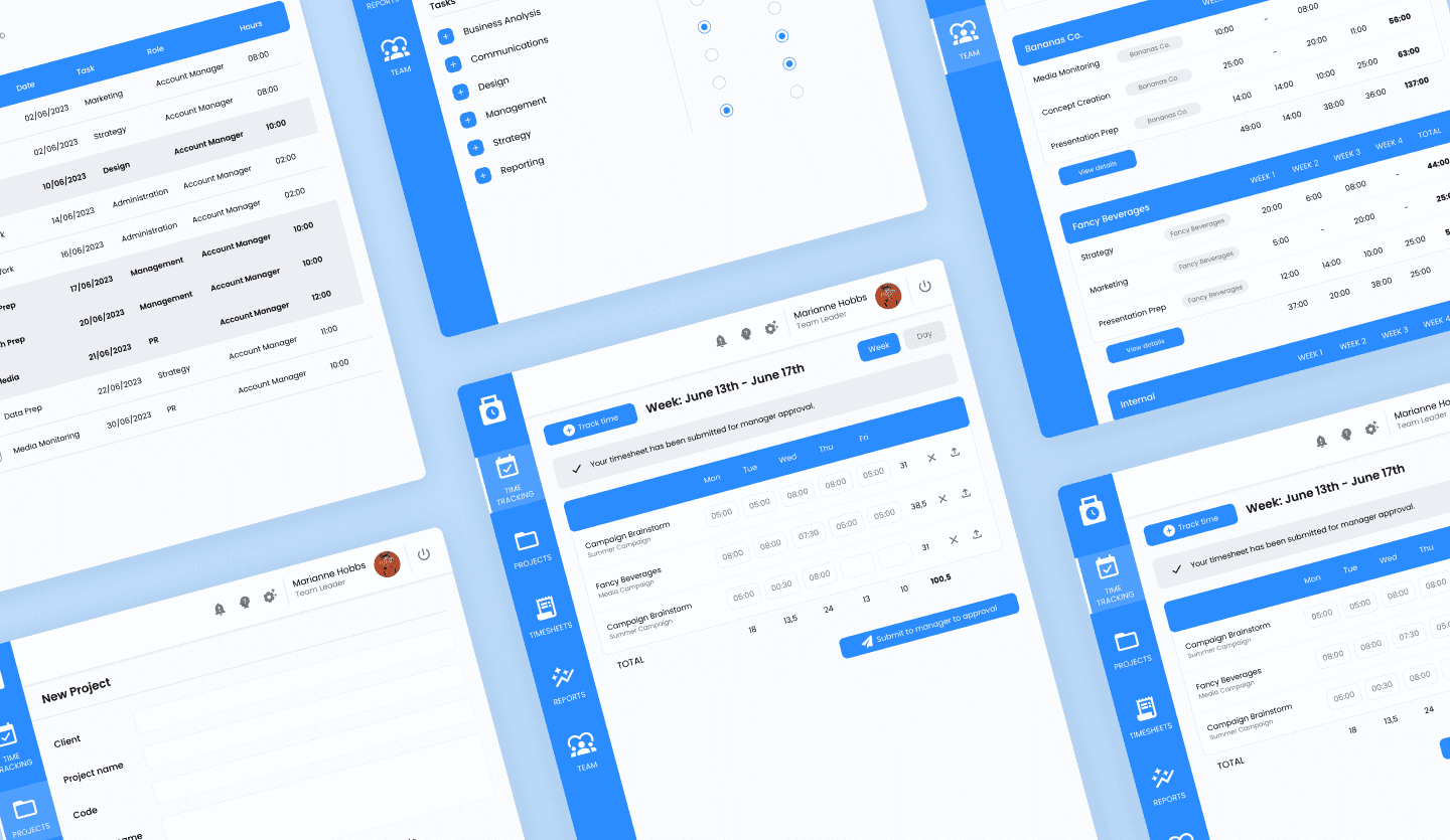 Employee time tracking tablet app design summary