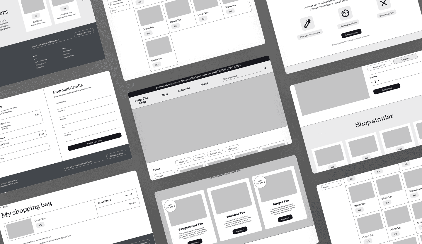 ecommerce website wireframe design summary