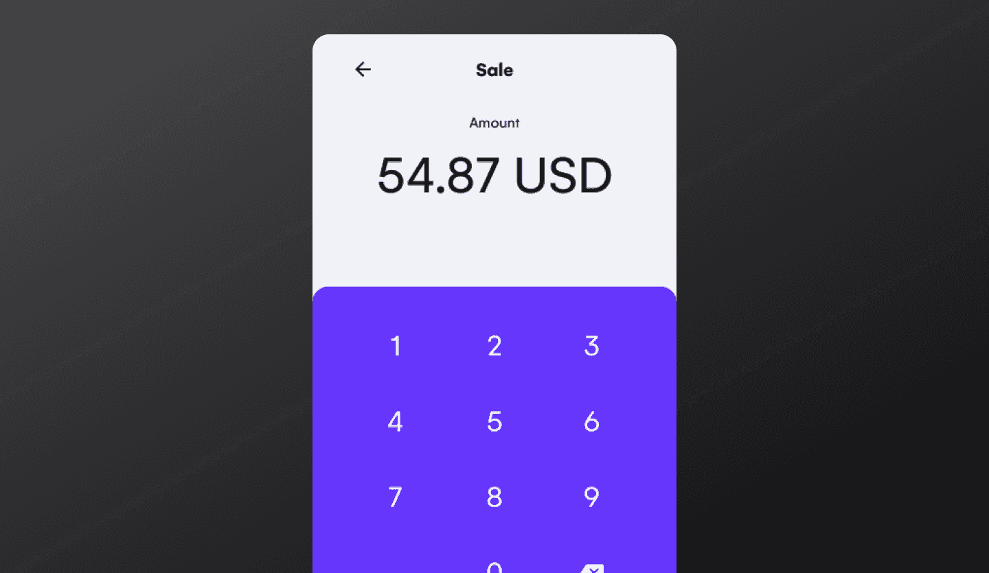 Smart POS terminal app UI design template sale screen