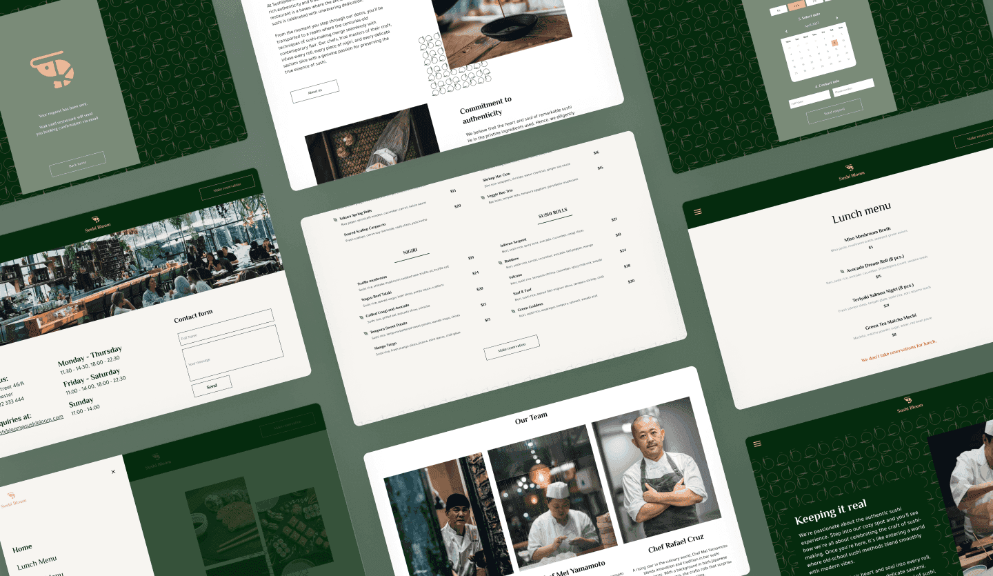 Sushi restaurant website design summary