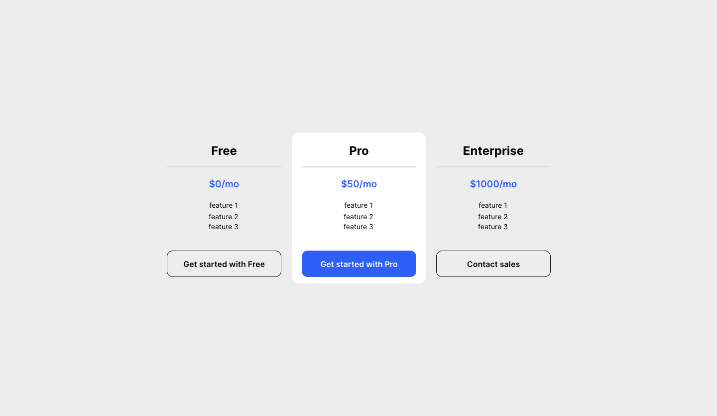 Screenshot showcasing the component template for designing cards