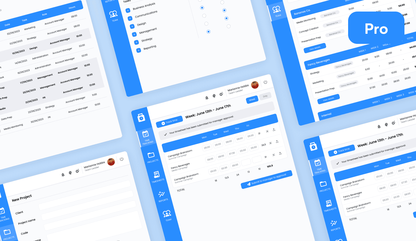 Employee time tracking tablet app design cover