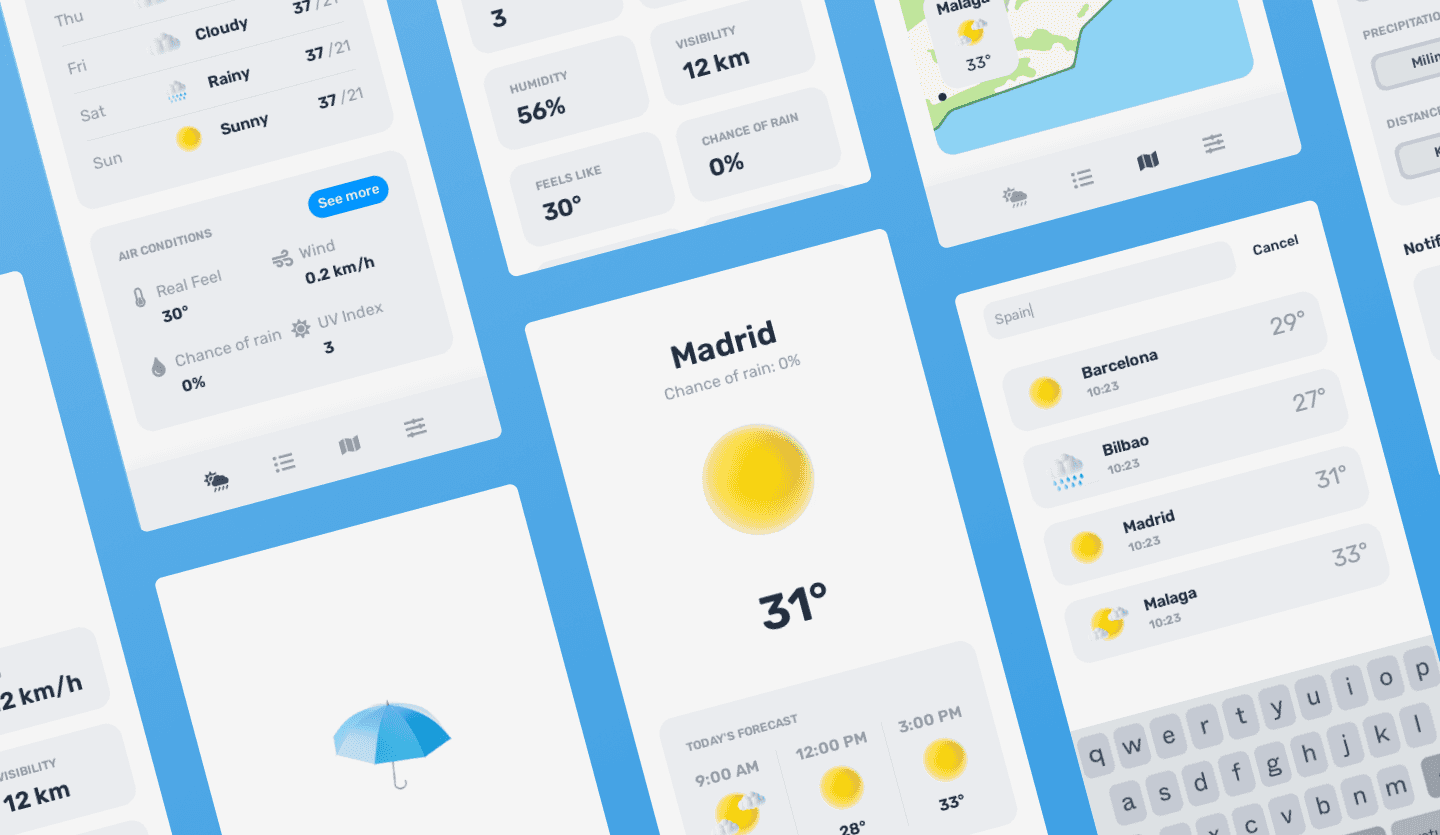 weather mobile app light mode summary screen