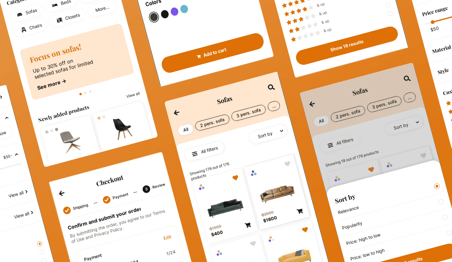 furniture store app design template summary