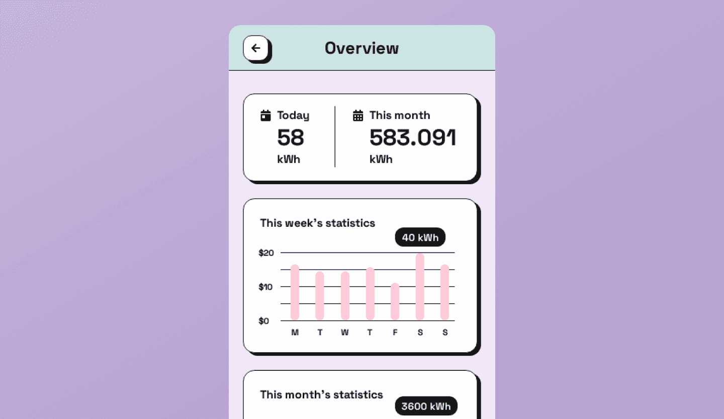 smart home mobile app stats screen