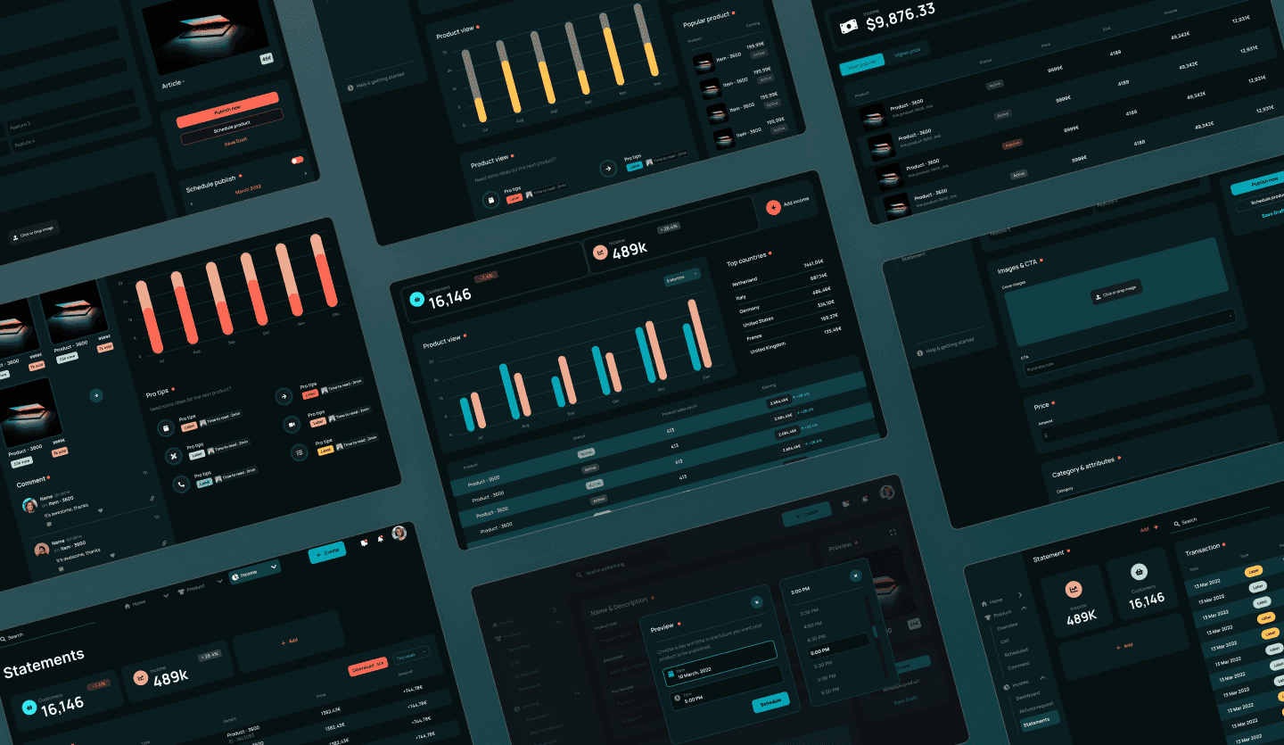 E-commerce dashboard dark mode web app template