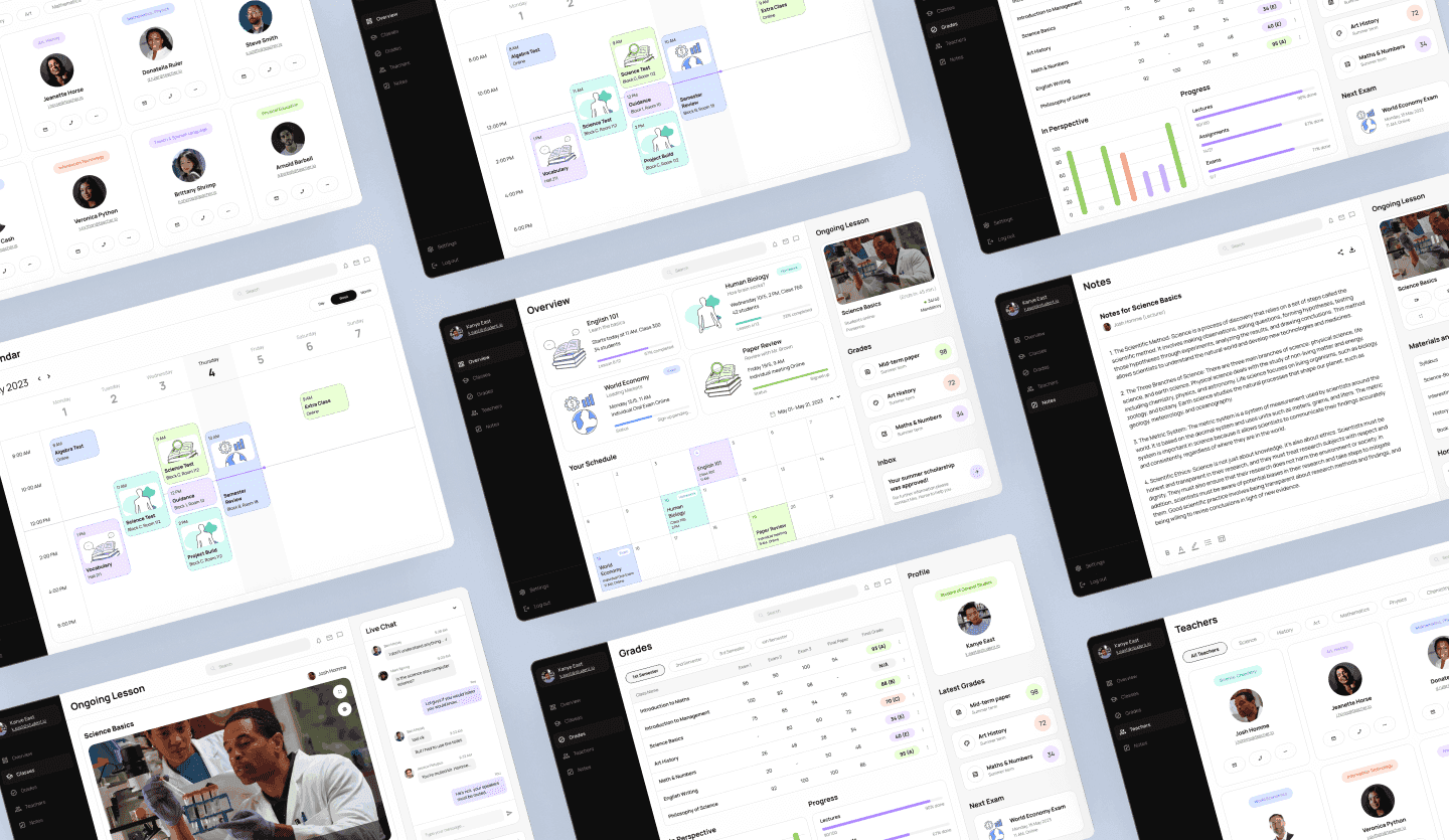 Study dashboard web app template summary screen