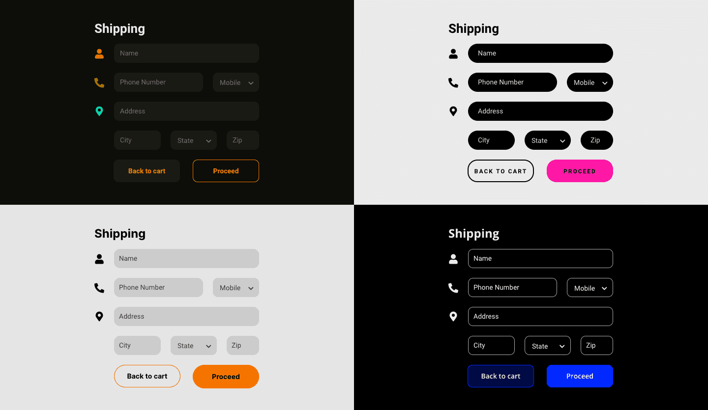 Screenshot showcasing the component template for designing forms