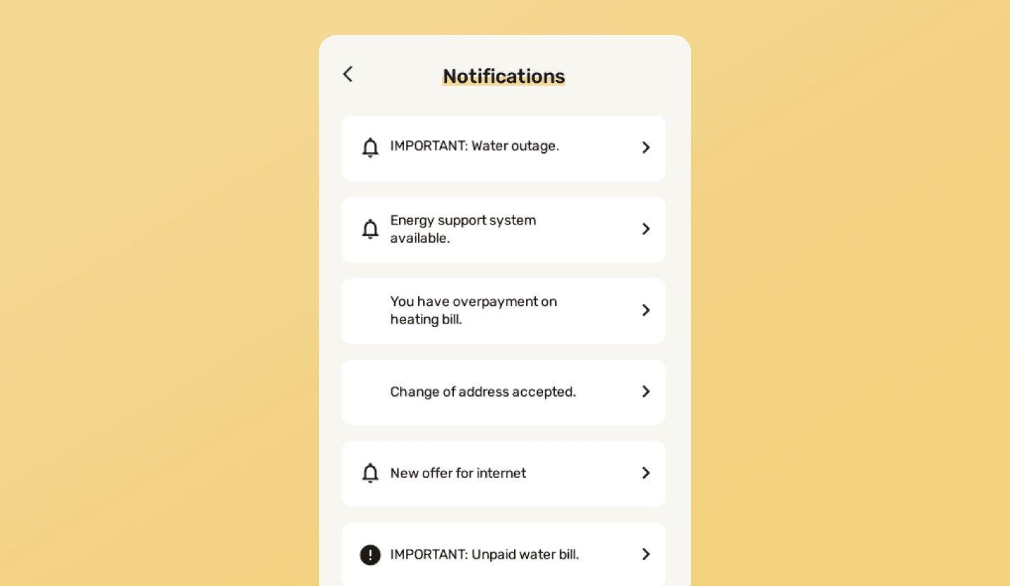 Bill tracker notifications page