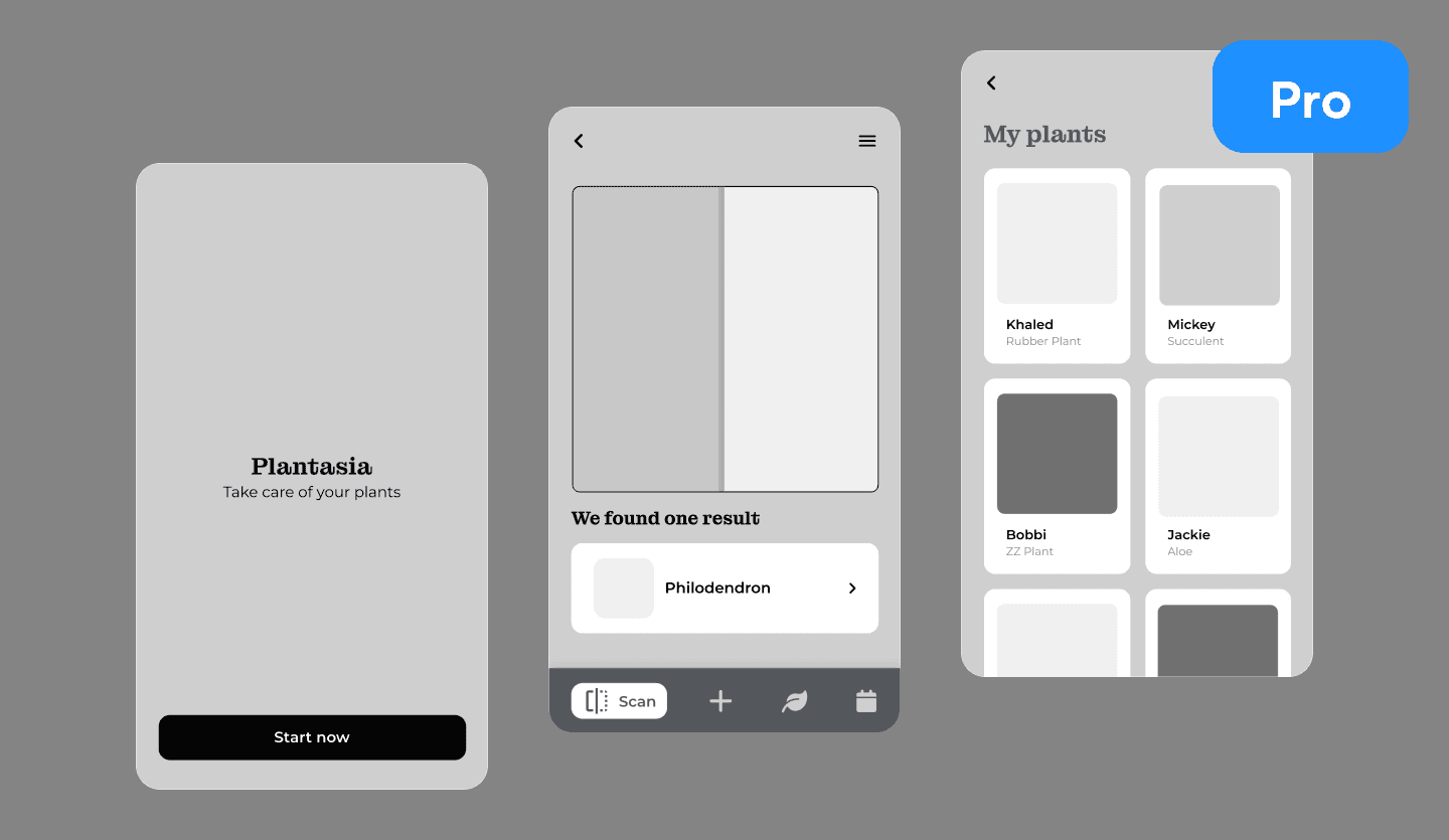 Plant care app wireframe design cover